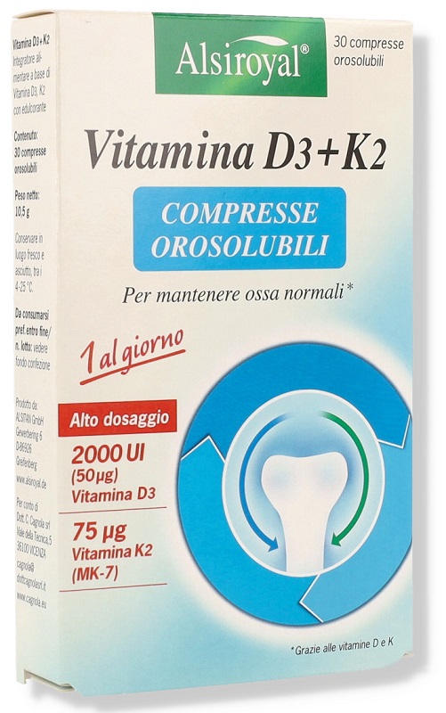 ALSIROYAL VITAMINA D3+K2 30 COMPRESSE OROSOLUBILI - Farmacia Mortise