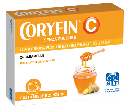 CORYFIN C SENZA ZUCCHERO MIELE ZENZERO 24 CARAMELLE - Farmacia Mortise