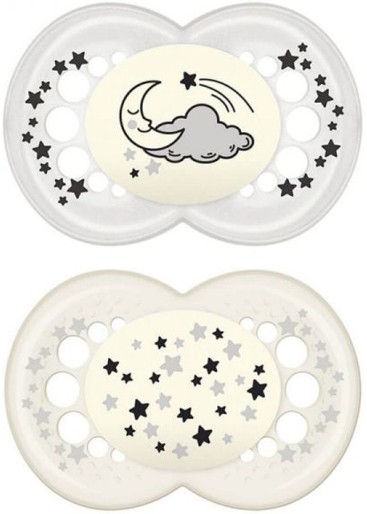MAM SUCCHIETTO ORIGINAL NIGHT 6+ MESI SILICONE NEUTRO 2 PEZZI - Farmacia Mortise