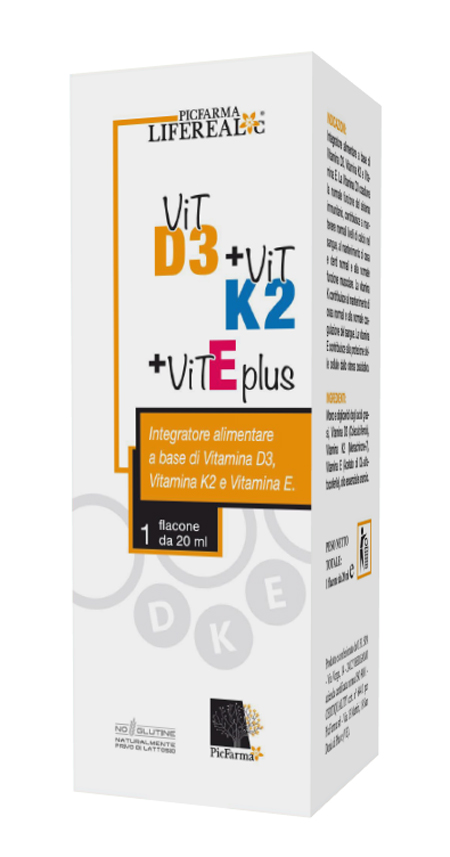 PICFARMALIFEREAL C VITAMINA D3 + VITAMINA K2 + VITAMINA E PLUS 20 ML - Farmacia Mortise