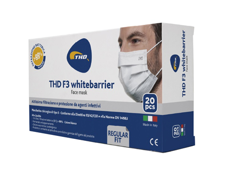 MASCHERINA CHIRURGICA THD MASK F3 WHITEBARRIER MULTI REGULAR 20 PEZZI - Farmacia Mortise