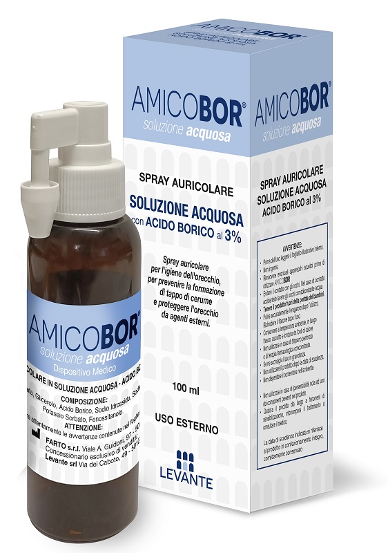 SOLUZIONE ACQUOSA PER IRRIGAZIONE DELL'ORECCHIO AMICOBOR 100 ML - Farmacia Mortise