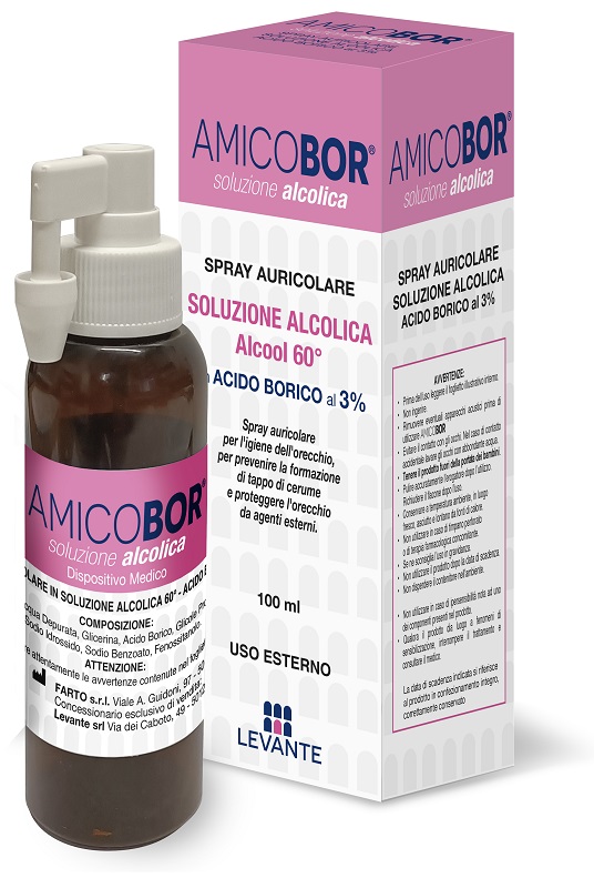 SOLUZIONE ALCOLICA PER IRRIGAZIONE DELL'ORECCHIO AMICOBOR 100 ML - Farmacia Mortise