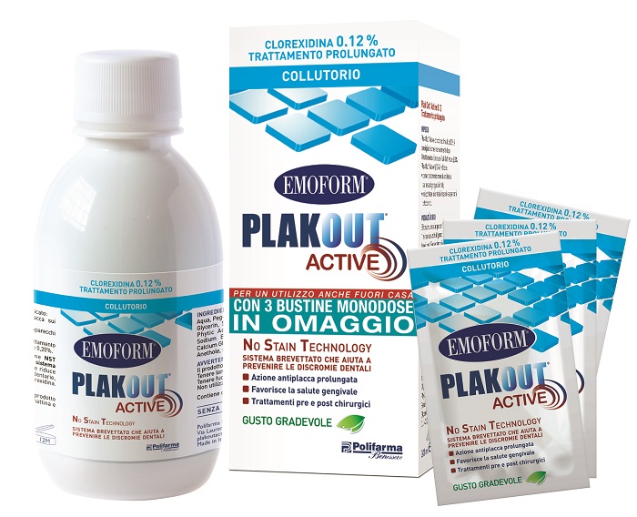 EMOFORM PLAKOUT ACTIVE 0,12% 200 ML + 3 BUSTE - Farmacia Mortise