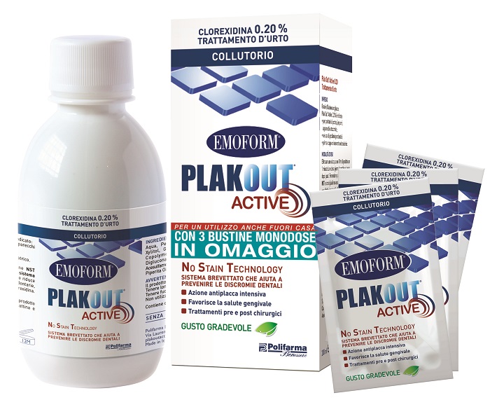 EMOFORM PLAK OUT ACTIVE 0,20% 200 ML + 3 BUSTE - Farmacia Mortise