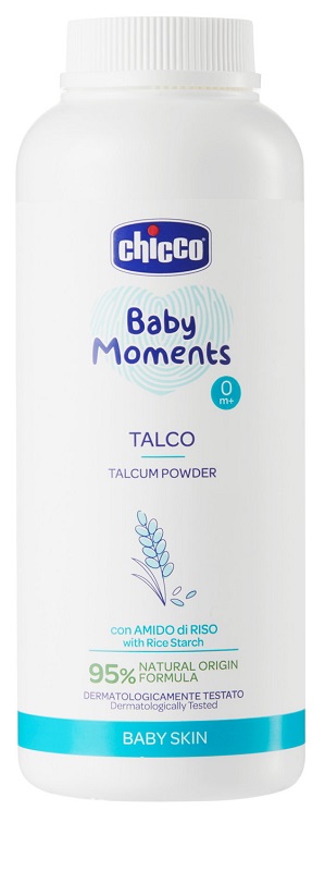 CHICCO BABY MOMENTS TALCO IN POLVERE CON AMIDO DI RISO 150 G - Farmacia Mortise