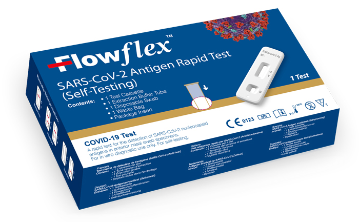 TEST ANTIGENICO RAPIDO COVID-19 FLOWFLEX AUTODIAGNOSTICO DETERMINAZIONE QUALITATIVA ANTIGENI SARS-COV-2 IN TAMPONI NASALI MEDIANTE IMMUNOCROMATOGRAFIA PROVETTA CON ALLUMINIO - Farmacia Mortise