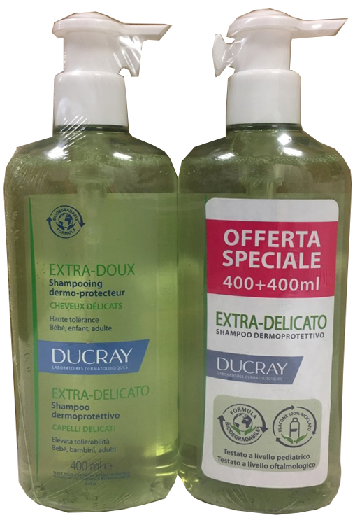 DUCRAY EXTRA DELICATO SHAMPOO DERMOPROTETTIVO 2X400 ML PROMO - Farmacia Mortise