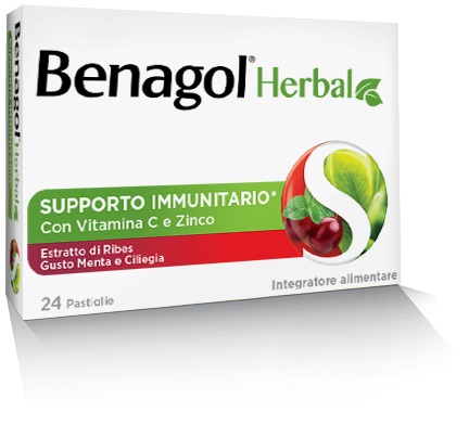 BENAGOL HERBAL MENTA E CILIEGIA 24 PASTIGLIE - Farmacia Mortise