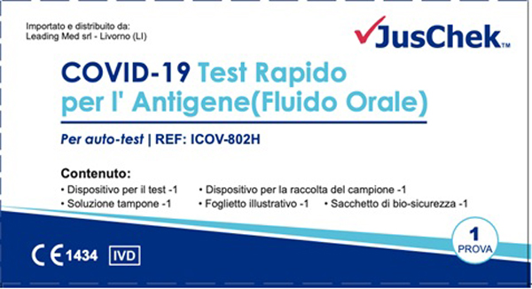 TEST ANTIGENICO RAPIDO COVID-19 JUSCHEK AUTODIAGNOSTICO DETERMINAZIONE QUALITATIVA ANTIGENI SARS-COV-2 IN CAMPIONI SALIVARI MEDIANTE IMMUNOCROMATOGRAFIA - Farmacia Mortise