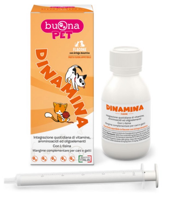 DINAMINA CANI GATTI FLACONE CON SIRINGA DOSATRICE IN PASTA 60 G BUONAPET - Farmacia Mortise