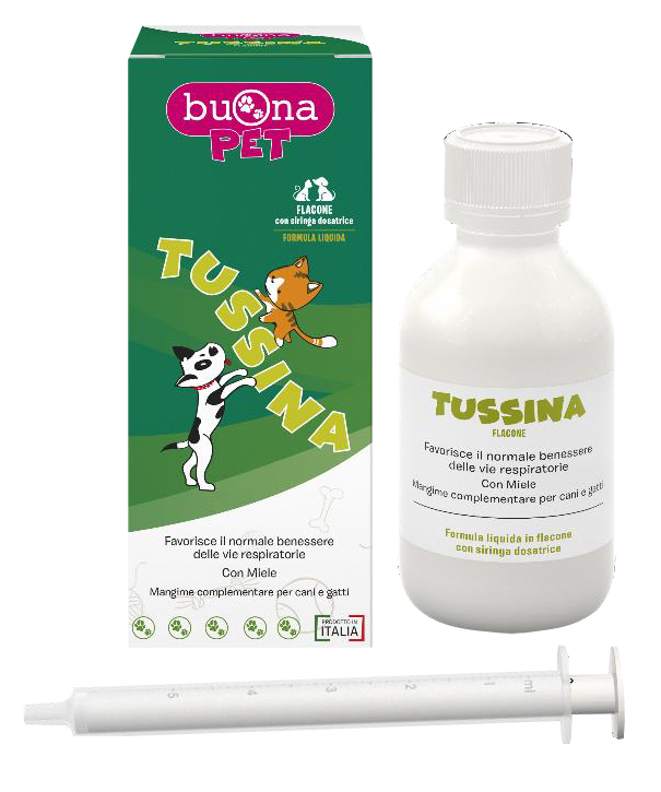 TUSSINA FLACONE CANI E GATTI CON SIRINGA DOSATRICE 100 G BUONAPET - Farmacia Mortise