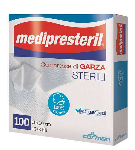 GARZA COMPRESSA MEDIPRESTERIL 12/8 FU 10X10CM 100 PEZZI - Farmacia Mortise