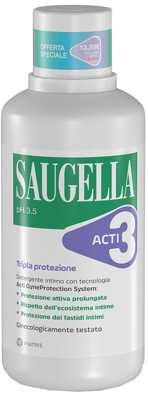 SAUGELLA ACTI3 DETERGENTE INTIMO 500 ML TAGLIO PREZZO - Farmacia Mortise