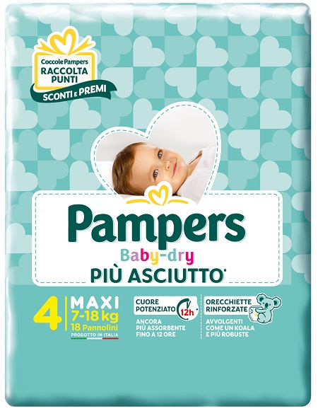PAMPERS BABY DRY PANNOLINI DOWNCOUNT MAXI 18 PEZZI - Farmacia Mortise