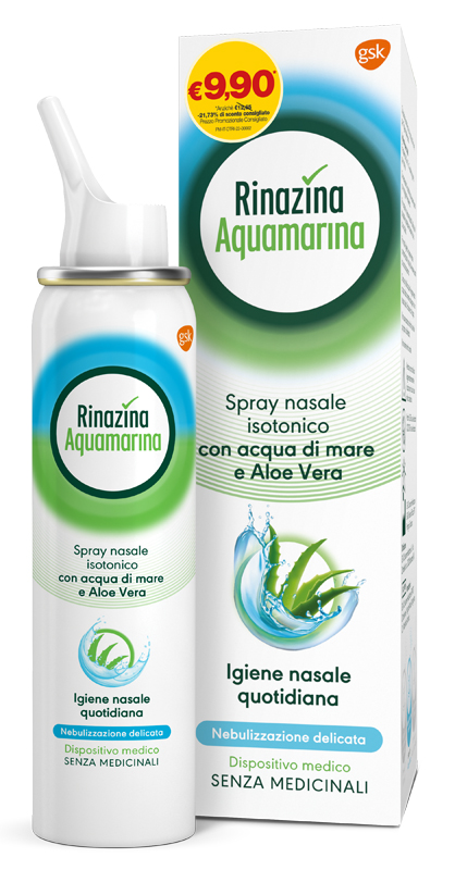 SOLUZIONE ISOTONICA RINAZINA AQUAMARINA ALOE DELICATA PROMO 100 ML - Farmacia Mortise