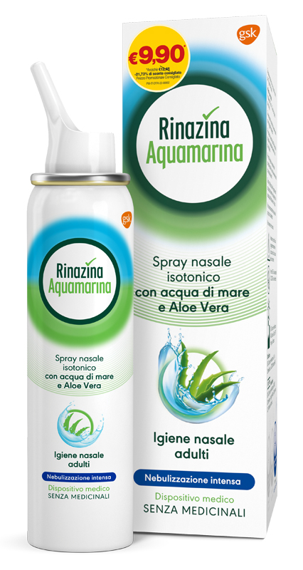 SOLUZIONE ISOTONICA RINAZINA AQUAMARINA ALOE INTENSA PROMO 100 ML - Farmacia Mortise