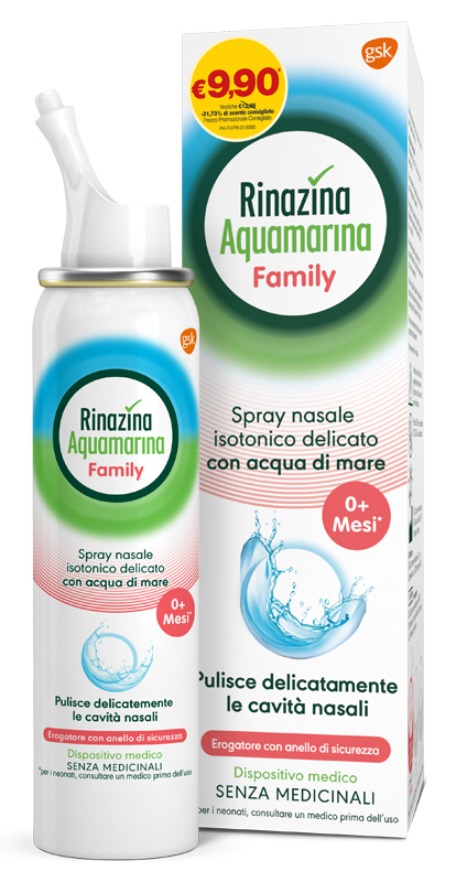 SPRAY NASALE ISOTONICO RINAZINA AQUAMARINA FAMILY PROMO 100 ML - Farmacia Mortise