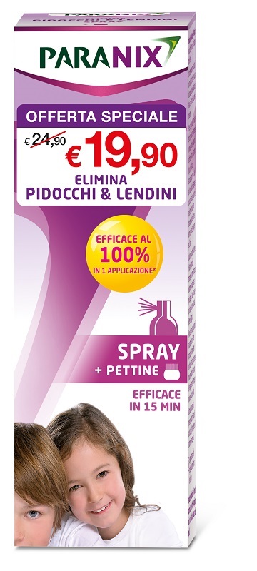 TRATTAMENTO SPRAY PIDOCCHI E LENDINI PARANIX 100 ML + PETTINE TAGLIO PREZZO - Farmacia Mortise