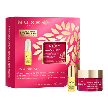 NUXE COFANETTO MERVEILLANCE LIFT + SUPER SERUM CON 1 NUXE MERVEILLANCE LIFT CREME POUDREE 50 ML + 1 NUXE MINI SUPER SERUM 5ML - Farmacia Mortise