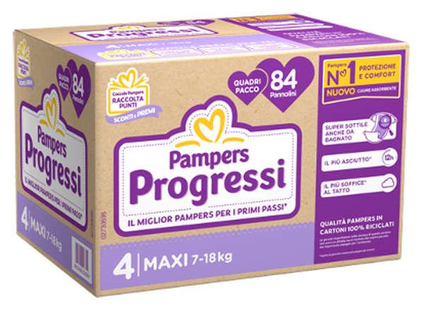 PAMPERS QUADRI PROGRESSI MAXI 84 PEZZI - Farmacia Mortise