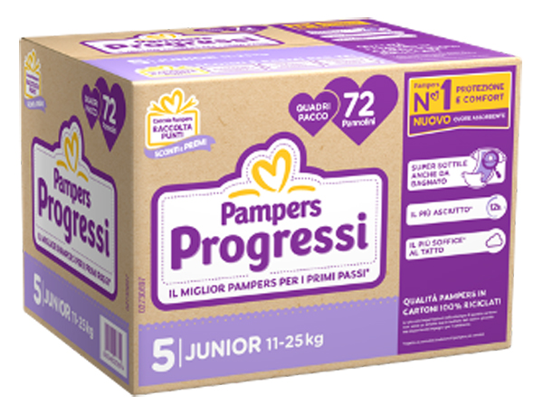 PAMPERS QUADRI PROGRESSI JUNIOR 72 PEZZI - Farmacia Mortise