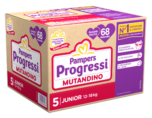 PAMPERS PROGRESSI MUTANDINA QUADRI JUNIOR 68 PEZZI - Farmacia Mortise