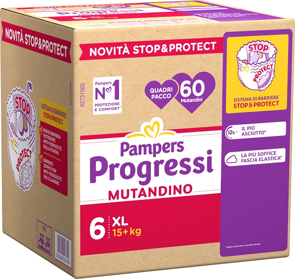 PAMPERS PROGRESSI MUTANDINA QUADRI XL 60 PEZZI - Farmacia Mortise