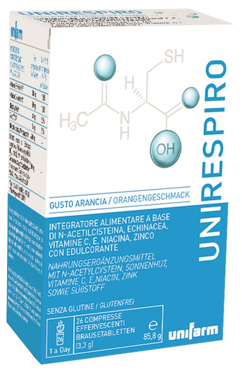 UNIRESPIRO 26 COMPRESSE EFFERVESCENTI GUSTO ARANCIA - Farmacia Mortise