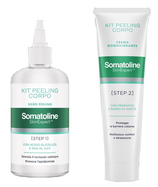 SOMATOLINE SKIN EXPERT KIT PEELING CORPO 1 GEL PEELING 200 ML + 1 CREMA RIEQUILIBRANTE 100 ML - Farmacia Mortise