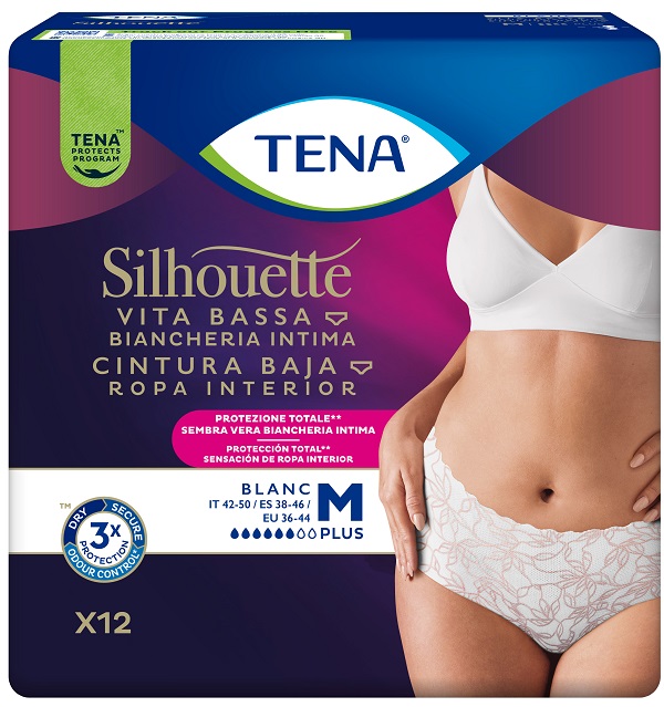 PANNOLONE A MUTANDINA ASSORBENTE TENA SILHOUETTE PLUS WHITE MEDIUM 12 PEZZI - Farmacia Mortise
