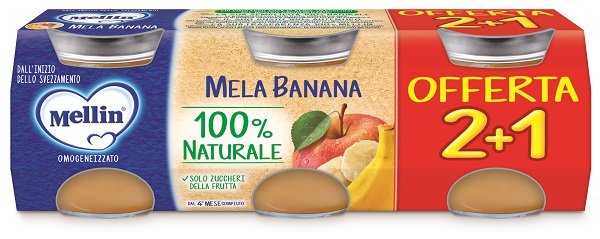 MELLIN OMOGENEIZZATO MELA BANANA 3 PEZZI DA 100 G - Farmacia Mortise