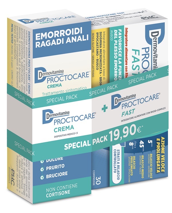 DERMOVITAMINA PROCTOCARE BIPACK PROCTOCARE FAST 30 COMPRESSE + PROCTOCARE CREMA 30 ML NEW - Farmacia Mortise