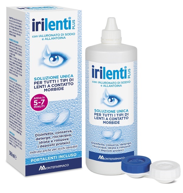 SOLUZIONE UNICA PER LENTI A CONTATTO IRILENTI 360 ML + PORTALENTI - Farmacia Mortise