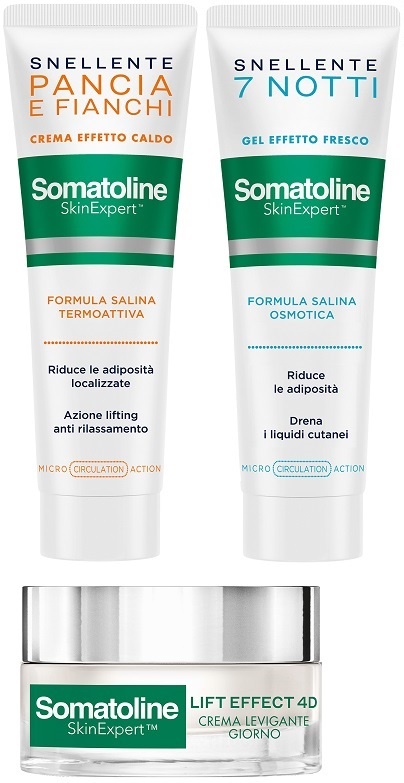 SOMATOLINE SKIN EXPERT COFANETTO MINI BEST SELLER FACE & BODY 2 CREMA SNELLENTE CORPO 50 ML + 1 COSMETICO VISO 10 ML + 1 COSMETICO VISO 15 ML - Farmacia Mortise