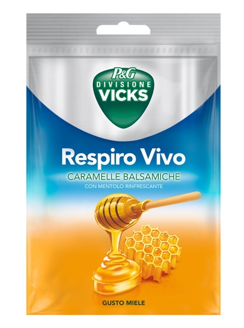 VICKS RESPIRO VIVO CARAMELLE BALSAMICHE MIELE 72 G CON EDULCORANTI - Farmacia Mortise